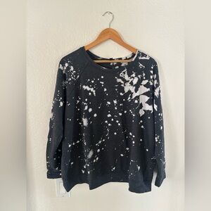 Torrid Sweatshirt Size 1 Charcoal Grey Bleach Splatter Acid Wash Grunge Edgy